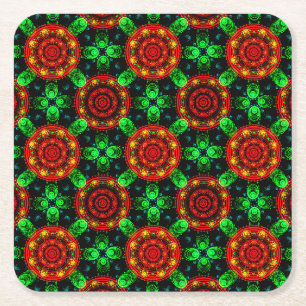 Floral Modern Boho Elegant Abstract Pattern #504 Square Paper Coaster
