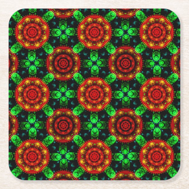 Floral Modern Boho Elegant Abstract Pattern #504 Square Paper Coaster (Front)