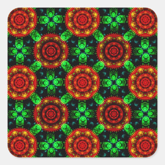 Floral Modern Boho Elegant Abstract Pattern #504 Square Sticker (Front)