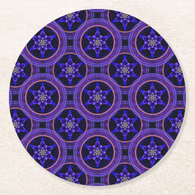 Floral Modern Boho Elegant Abstract Pattern #505 Round Paper Coaster (Front)