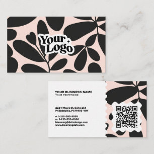 Floral Modern Business Card – Qr code & logo
