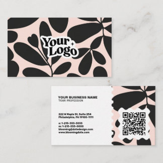 Floral Modern Business Card – Qr code & logo