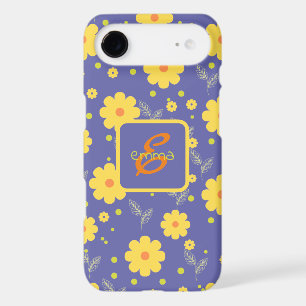 Floral Modern Chic Purple Yellow Green Monogram