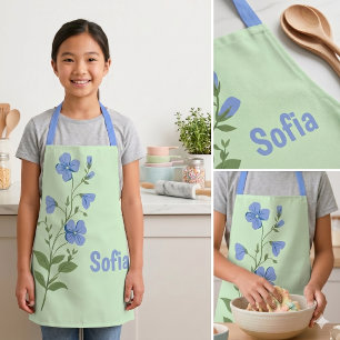 Floral modern daisy blue girly elegant stylish  apron