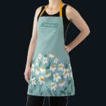 Floral modern daisy blue girly elegant stylish can apron<br><div class="desc">Floral modern daisy blue girly elegant stylish design.</div>