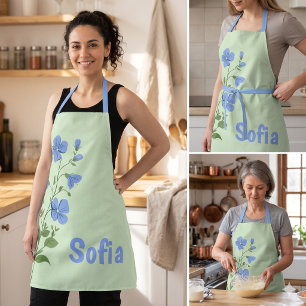 Floral modern daisy blue girly elegant stylish can apron