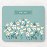Floral modern daisy blue girly elegant stylish mouse pad<br><div class="desc">Floral modern daisy blue girly elegant stylish design personalised design.</div>