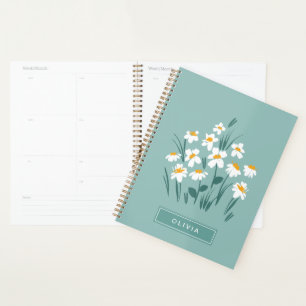 Floral modern daisy blue girly elegant stylish not planner