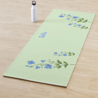 Floral modern daisy blue girly elegant stylish  yoga mat
