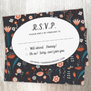 Floral Modern Dark Simple Wedding RSVP Enclosure Card