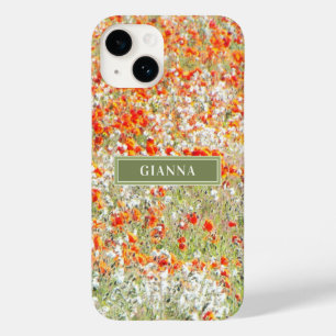 Floral Modern Girly Wild Flowers Stylish Name Case-Mate iPhone 14 Case