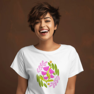 Floral modern green pink elegant botanical T-Shirt