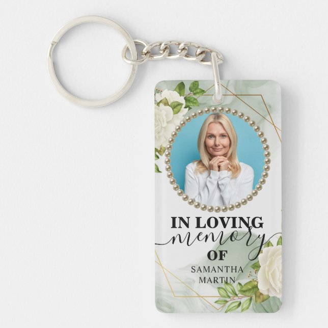 Floral Modern Memorial Gift Keychain (Front)