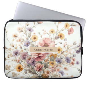 Floral modern pink girly elegant stylish laptop sleeve