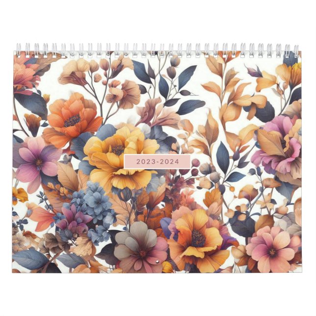 Floral modern rose fall girly elegant stylish  calendar (Cover)