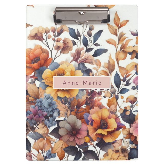 Floral modern rose fall girly elegant stylish  clipboard (Front)