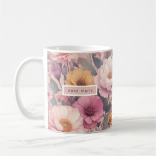 Floral modern rose pink girly elegant stylish coffee mug