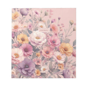 Floral modern rose pink girly elegant stylish notepad
