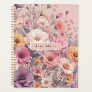 Floral modern rose pink girly elegant stylish planner