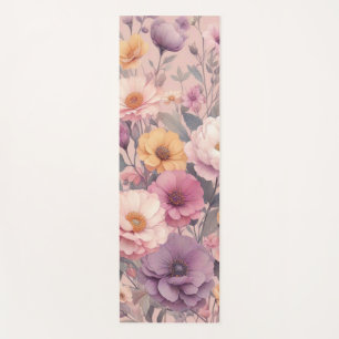 Floral modern rose pink girly elegant stylish yoga mat