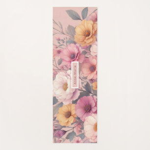 Floral modern rose pink girly elegant stylish yoga mat
