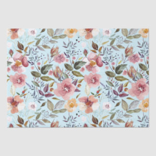 Floral Modern Summer Flower Pattern on Teal Tissue Paper