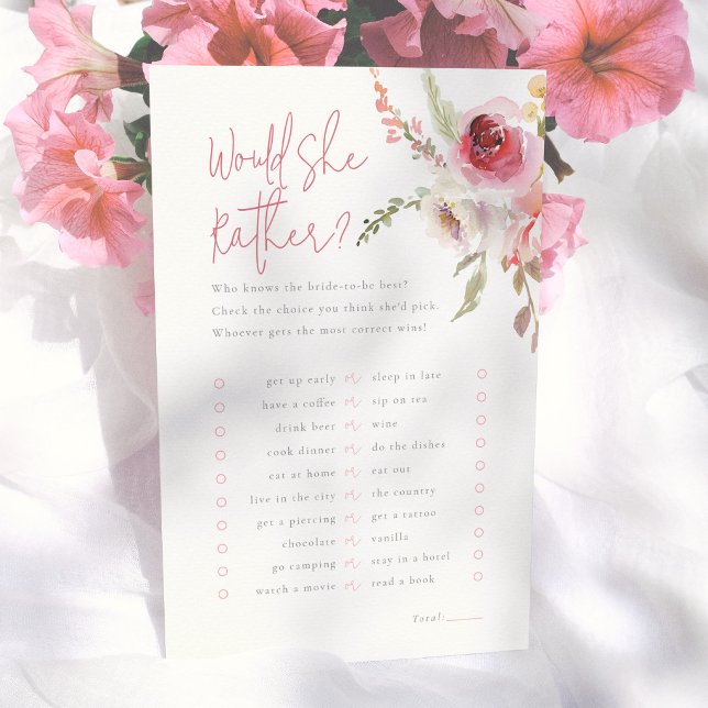 Floral Modern Would She Rather Bridal Shower Game (Creator Uploaded)