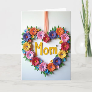 Floral Mom Heart Wreath Card