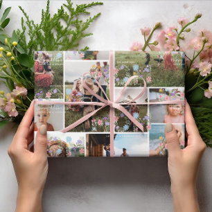Floral MOM Photo Collage Personalised 10 Photo Wrapping Paper