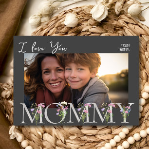 Floral mom photo Mother's day Holiday Card