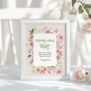 Floral Momosa Bar Bubbly Bar Baby Shower Poster