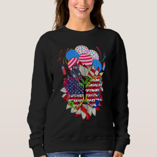 Floral Monarch Butterfly American Flag 4th Of July Sweatshirt