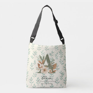 Floral Monogram A – Fresh Botanical Letter Art Crossbody Bag