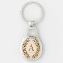 Floral Monogram A Personalised Keychain