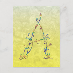 FLORAL MONOGRAM A POSTCARD