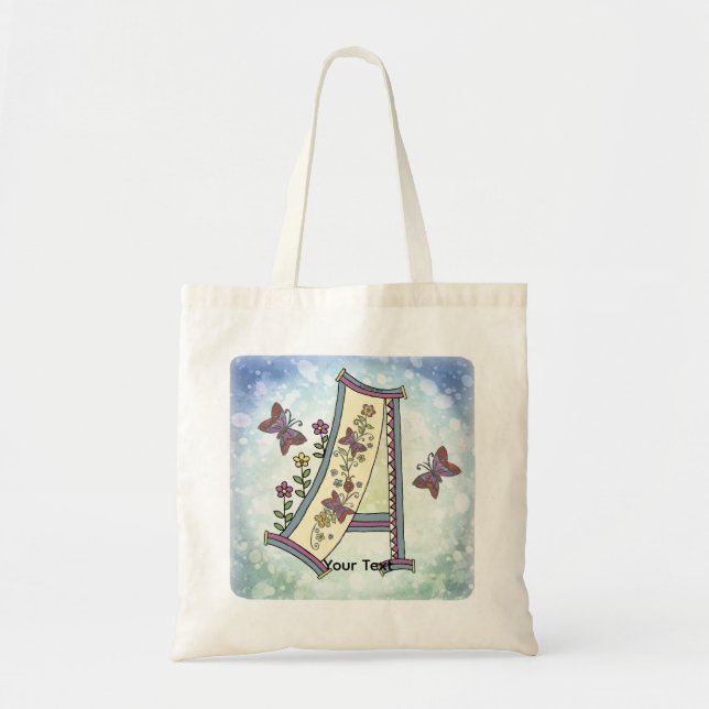 floral Monogram A  Tote Bag (Front)