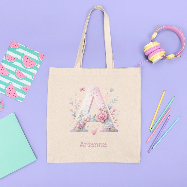 Floral Monogram A Tote Bag (Creator Uploaded)
