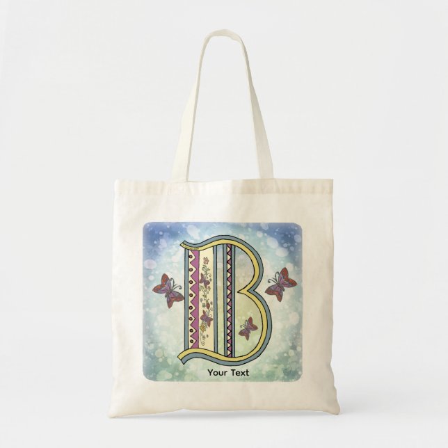 floral Monogram B  Tote Bag (Front)