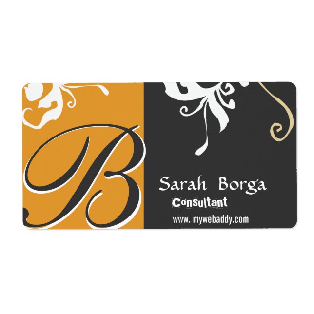 Floral Monogram Big Daylily Black Gold (Front)