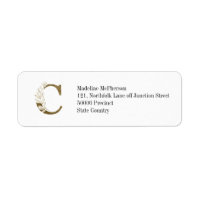 Floral Monogram C Elegant Gold Foliage