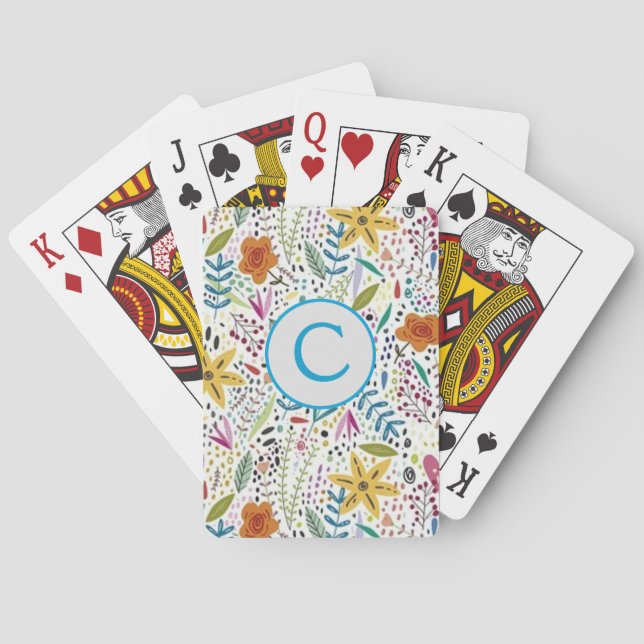 Floral Monogram Classic Playing Cards (Back)