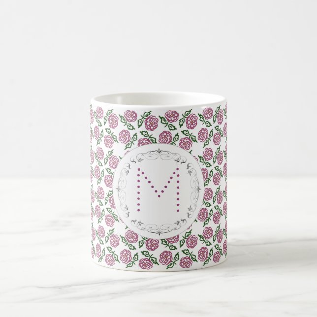 floral. monogram. coffee mug (Center)