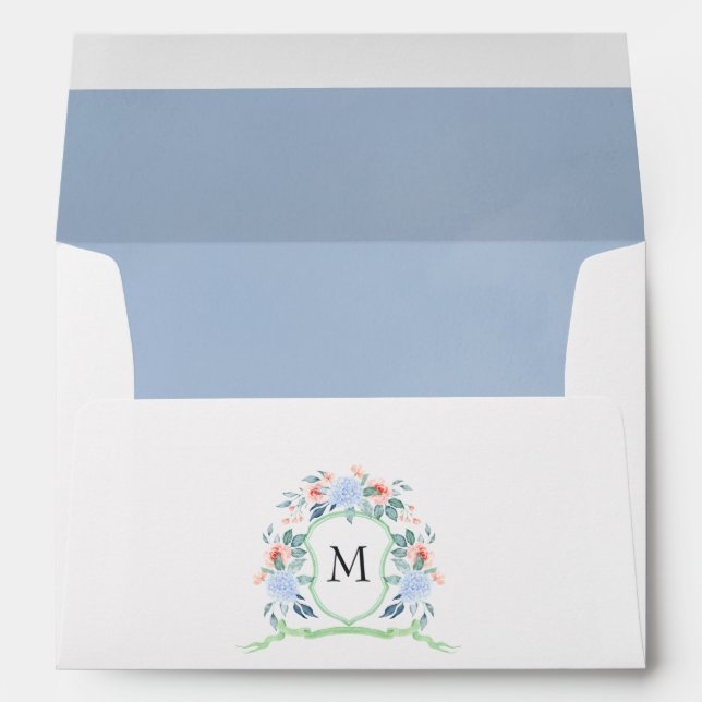 Floral Monogram Crest Bridal Shower Envelope (Back (Bottom))