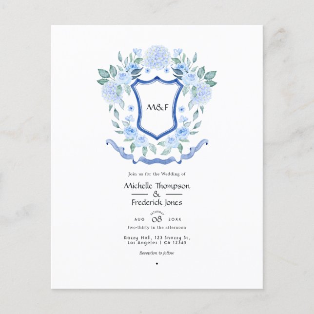 Floral Monogram Crest Couples Shower Flyer (Front)