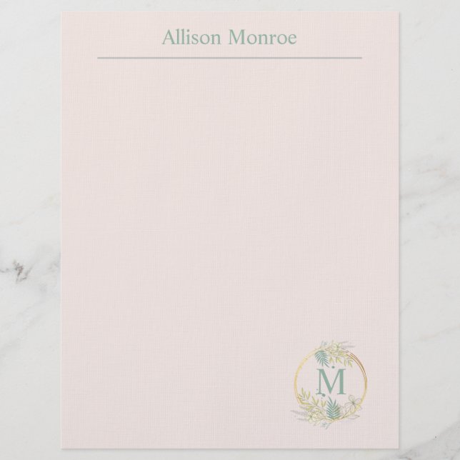 Floral Monogram Custom Letterhead (Front)