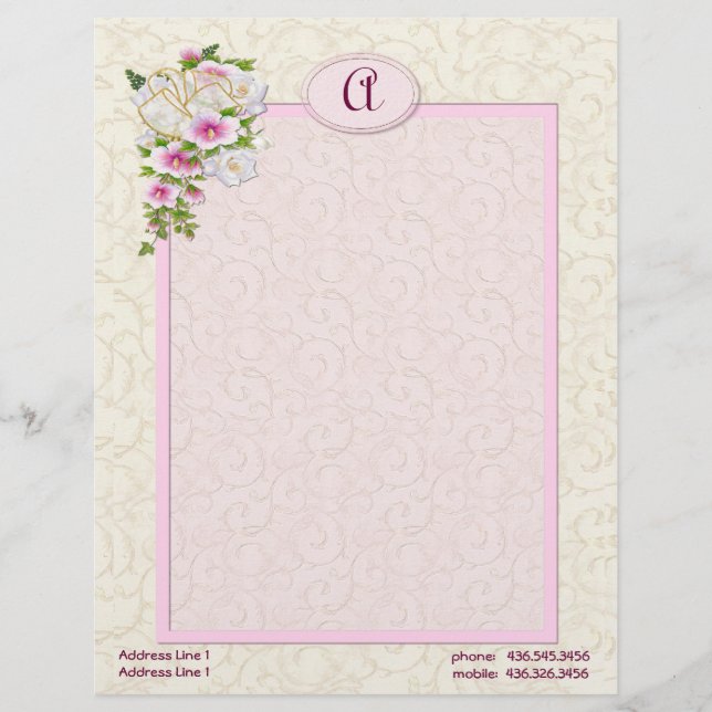 Floral Monogram - Customise Custom Letterhead (Front)