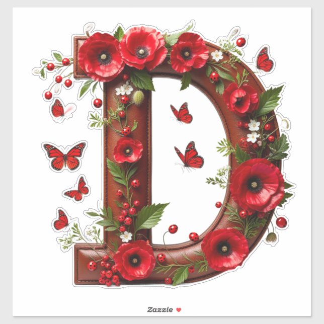 🌺 Floral Monogram D Personalised Name Gifts 🐞 (Sheet)