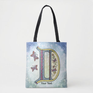 floral Monogram D  Tote Bag