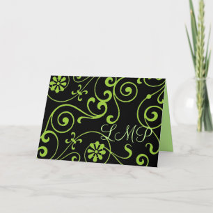 Floral Monogram (dark) Note Card