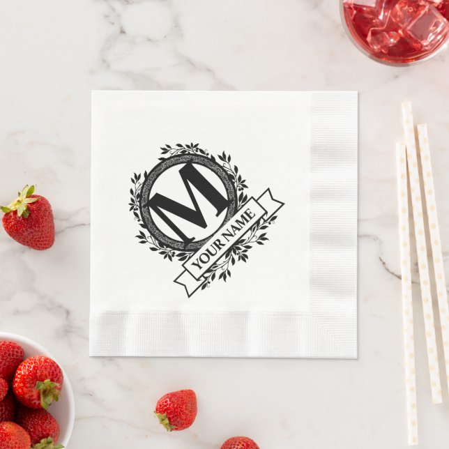 Floral Monogram Design Napkin (Insitu)